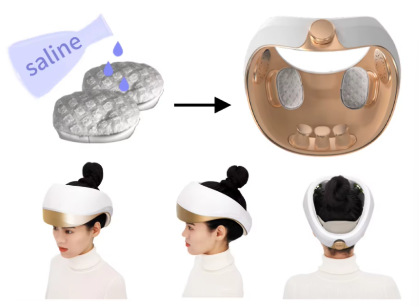 Preparing the electrode covers with saline and positioning the PanBrain EC2 device