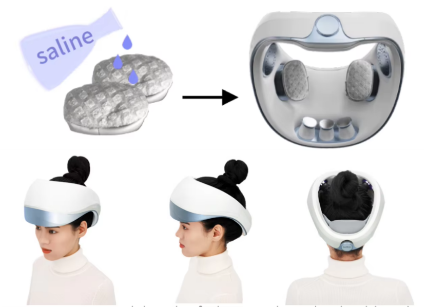 Preparing the electrode covers with saline and positioning the PanBrain EC2 device